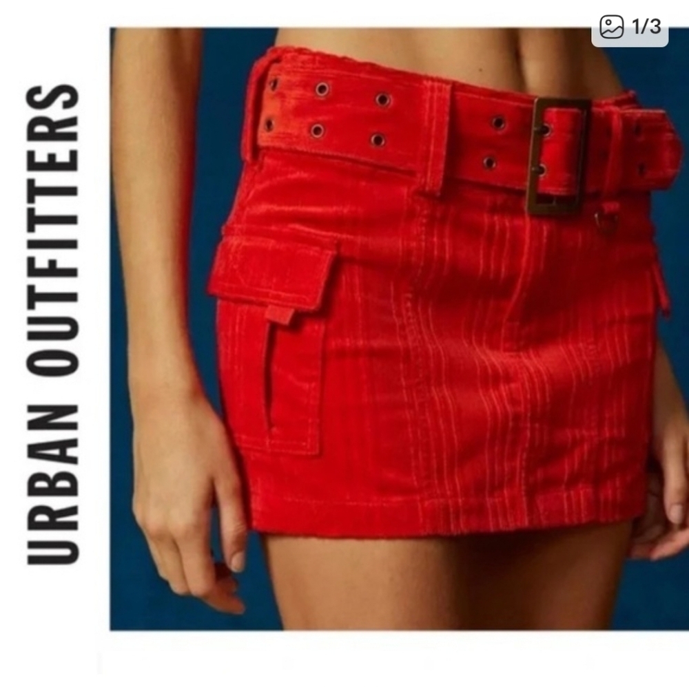 Urban Outfitters Joan Corderoy Mini Belted Skirt - Picture 2 of 6